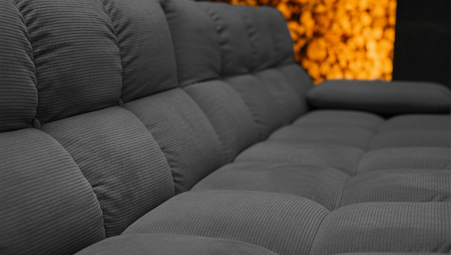 KAWOLA Sofa VIVIEN Ecksofa Feincord anthrazit