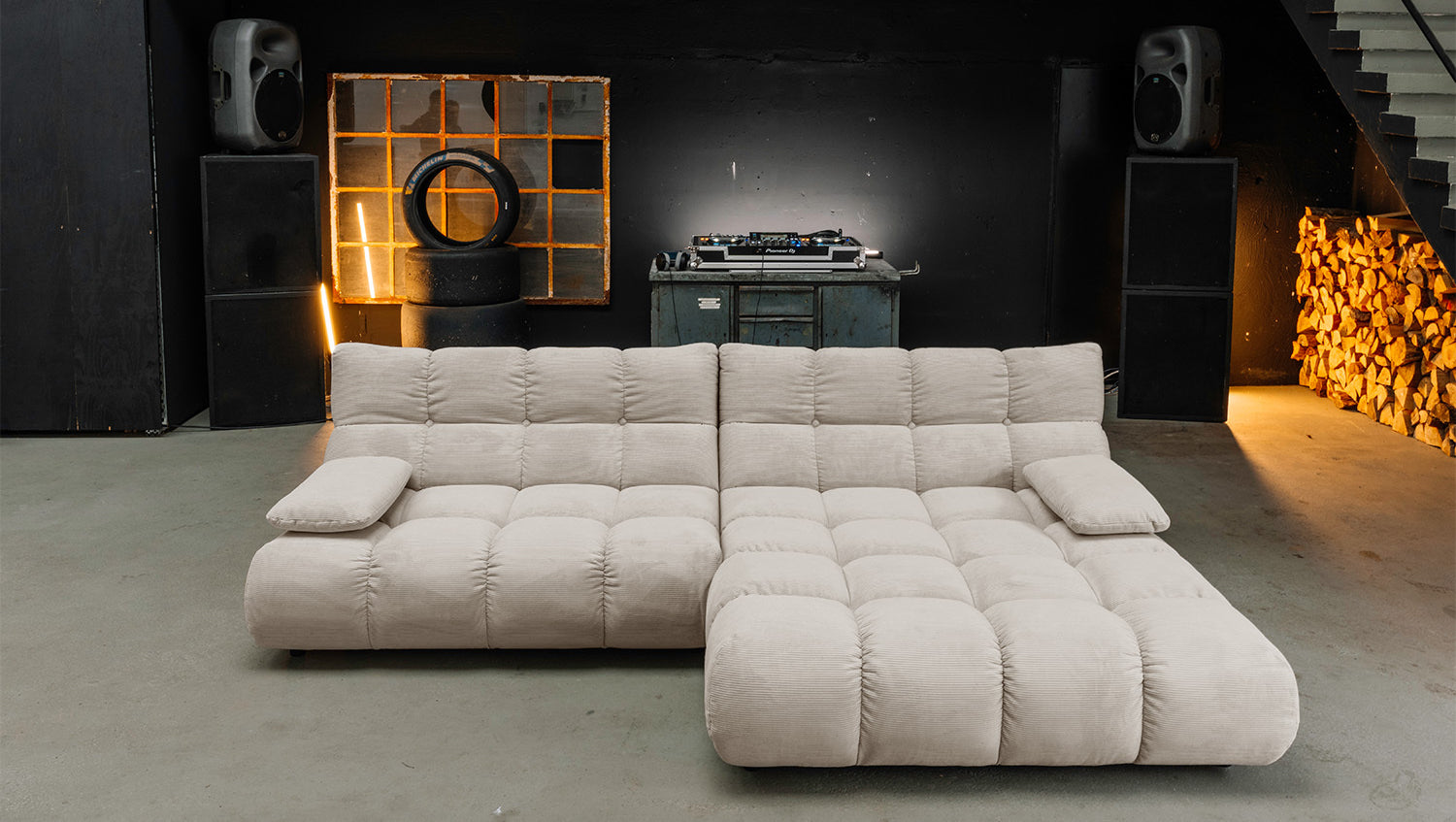 KAWOLA Sofa VIVIEN Ecksofa Feincord beige