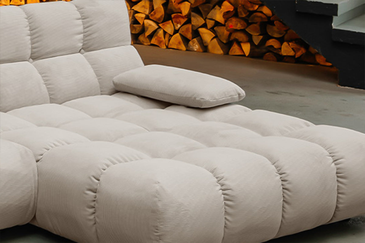 KAWOLA Sofa VIVIEN Ecksofa Feincord beige
