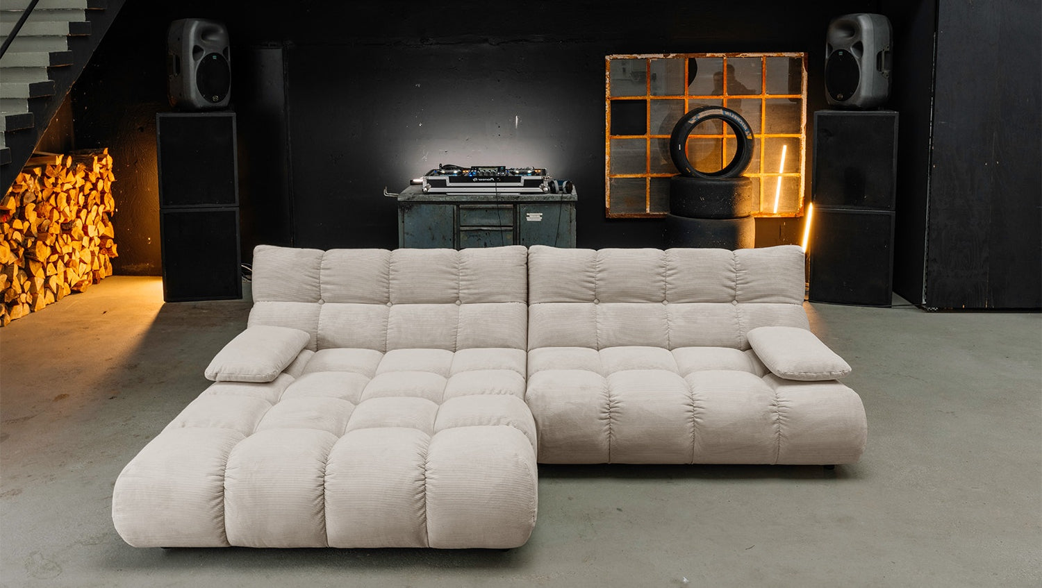 KAWOLA Sofa VIVIEN Ecksofa Feincord beige