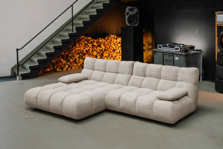 KAWOLA Sofa VIVIEN Ecksofa Feincord beige, Links