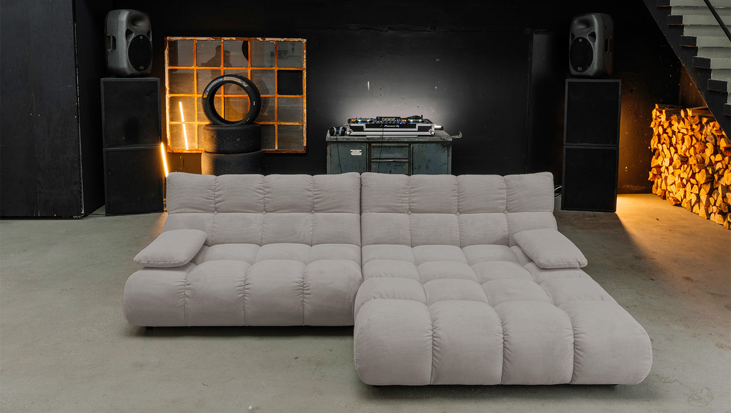 KAWOLA Sofa VIVIEN Ecksofa Feincord grau