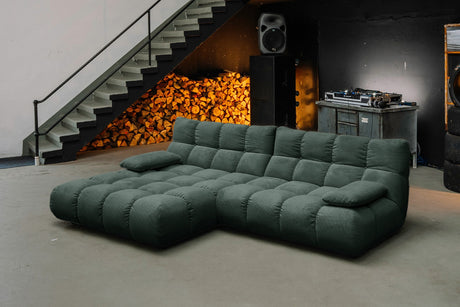 KAWOLA Sofa VIVIEN Ecksofa Feincord grün, Links