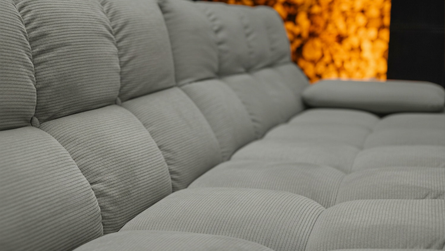 KAWOLA Sofa VIVIEN Ecksofa Feincord olivgrün
