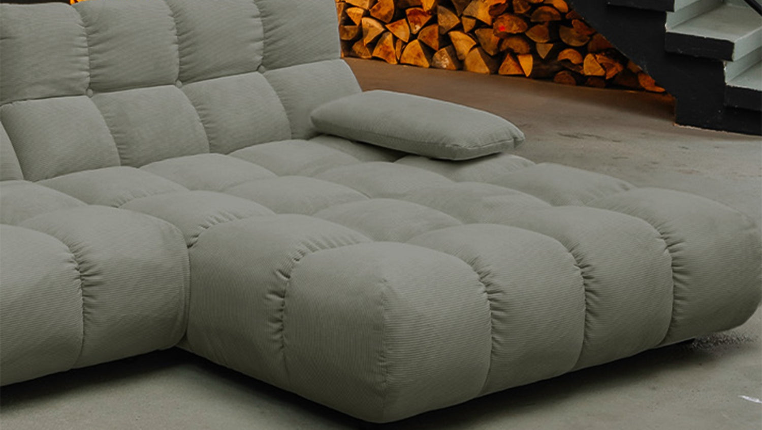 KAWOLA Sofa VIVIEN Ecksofa Feincord olivgrün