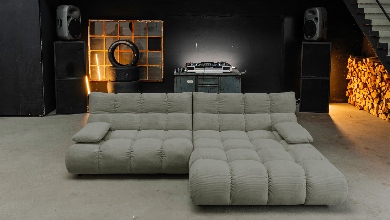KAWOLA Sofa VIVIEN Ecksofa Feincord olivgrün