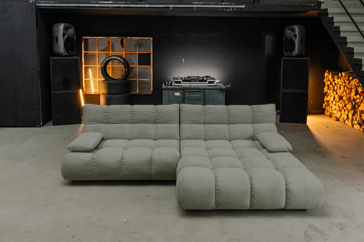 KAWOLA Sofa VIVIEN Ecksofa Feincord olivgrün
