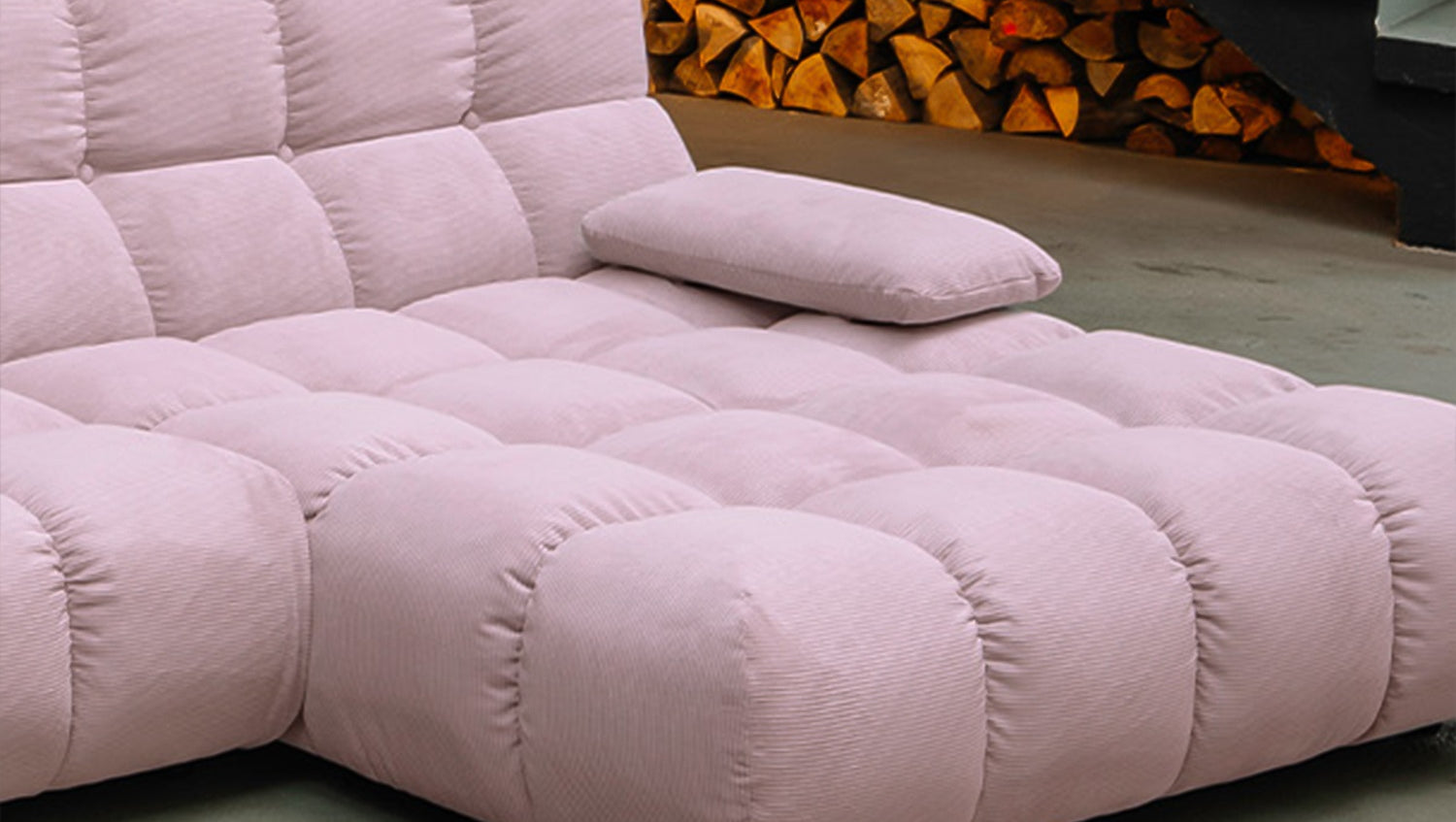KAWOLA Sofa VIVIEN Ecksofa Feincord rosa
