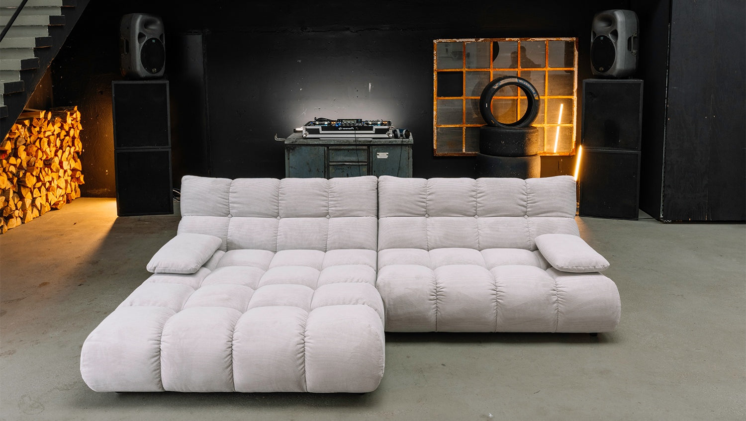 KAWOLA Sofa VIVIEN Ecksofa Feincord silber