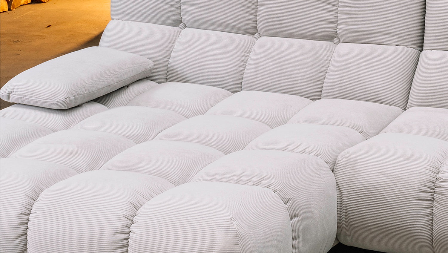 KAWOLA Sofa VIVIEN Ecksofa Feincord silber