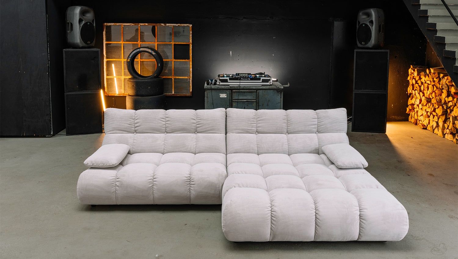 KAWOLA Sofa VIVIEN Ecksofa Feincord silber