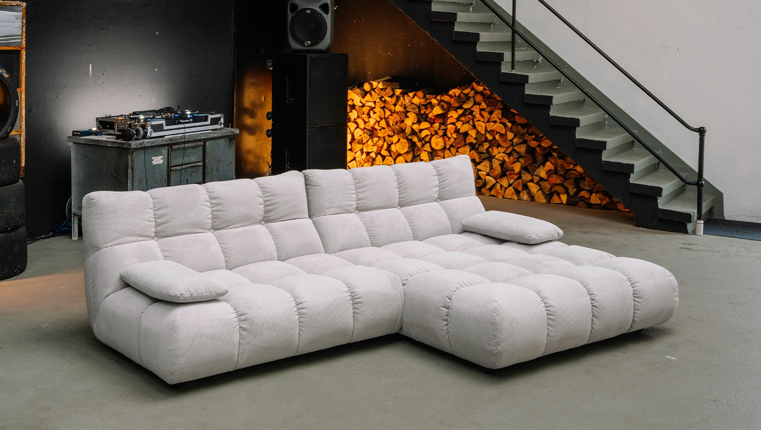 KAWOLA Sofa VIVIEN Ecksofa Feincord silber, Rechts