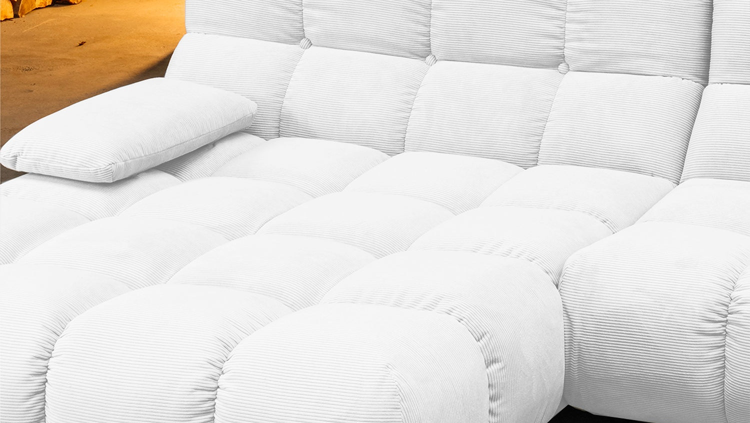 KAWOLA Sofa VIVIEN Ecksofa Feincord weiß