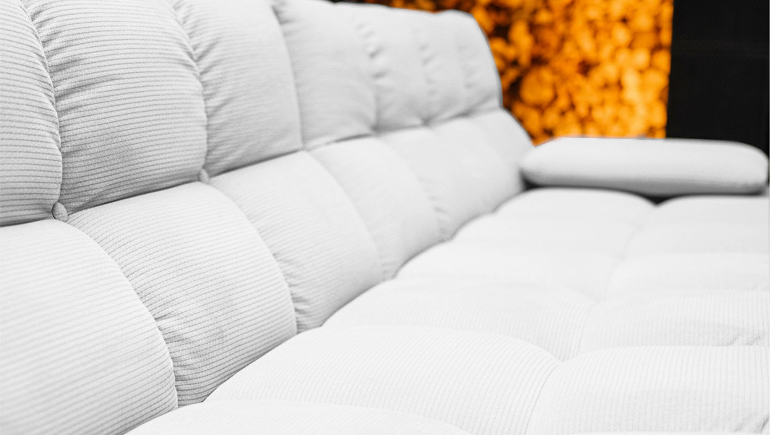 KAWOLA Sofa VIVIEN Ecksofa Feincord weiß