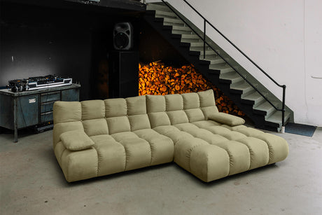 KAWOLA Sofa VIVIEN Ecksofa Velvet oliv, Rechts