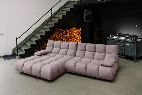 KAWOLA Sofa VIVIEN Ecksofa Velvet roségrau, Links