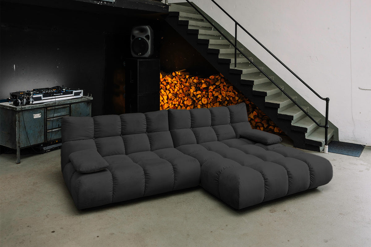 KAWOLA Sofa VIVIEN Ecksofa Velvet schwarz, Rechts