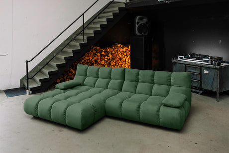 KAWOLA Sofa VIVIEN Ecksofa Velvet smaragd, Links