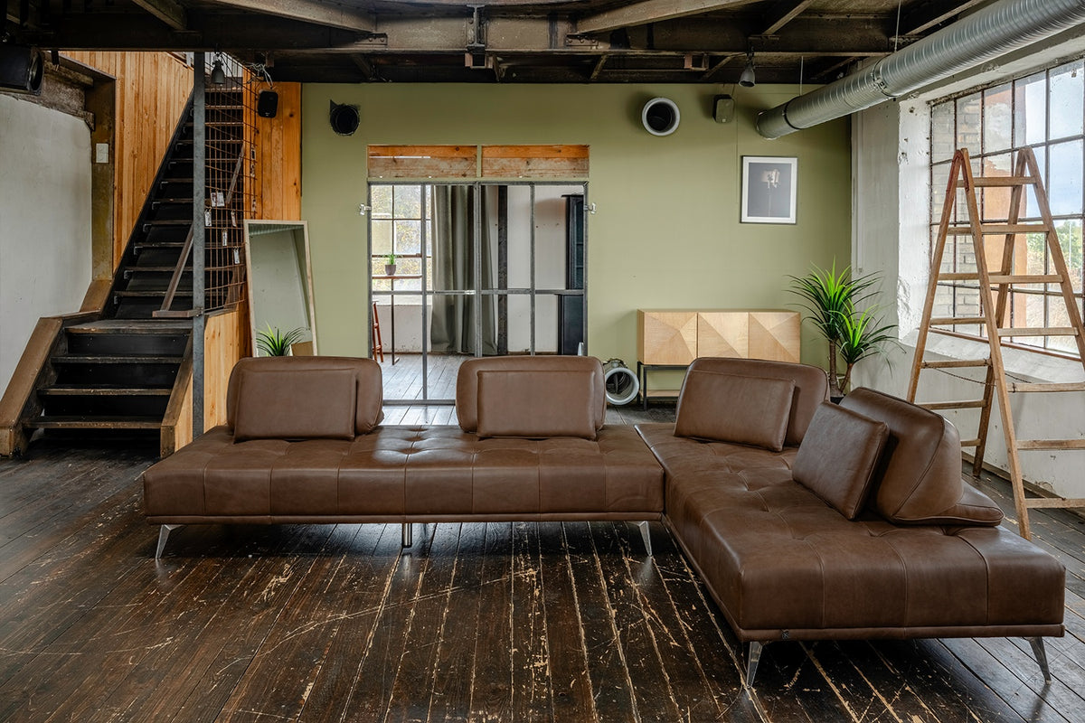 KAWOLA Sofa WIOLO Ecksofa Leder dunkelbraun