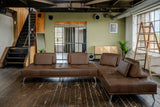 KAWOLA Sofa WIOLO Ecksofa Leder dunkelbraun