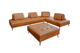 KAWOLA Sofa WIOLO Ecksofa Leder mit Hocker cognac