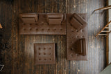 KAWOLA Sofa WIOLO Ecksofa Leder mit Hocker dunkelbraun