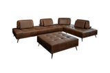KAWOLA Sofa WIOLO Ecksofa Leder mit Hocker dunkelbraun