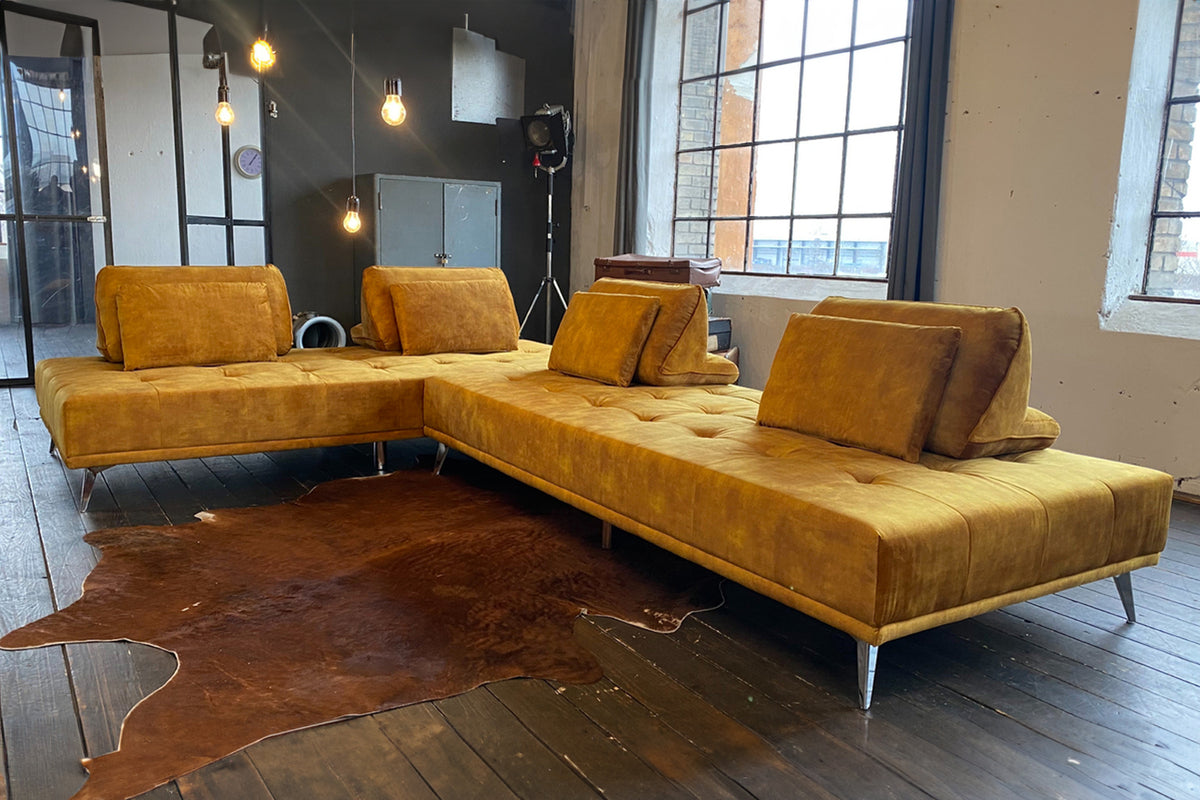 KAWOLA Sofa WIOLO Ecksofa velvet cognac