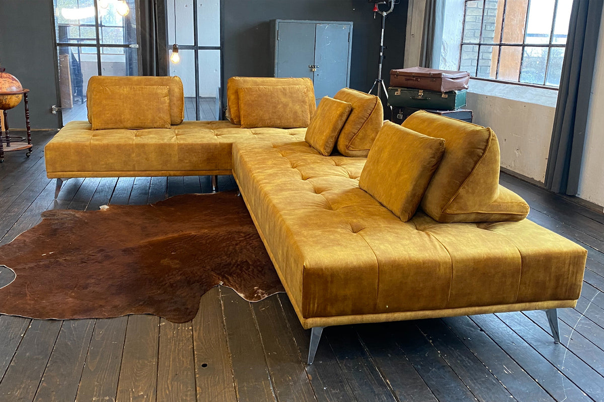 KAWOLA Sofa WIOLO Ecksofa velvet cognac