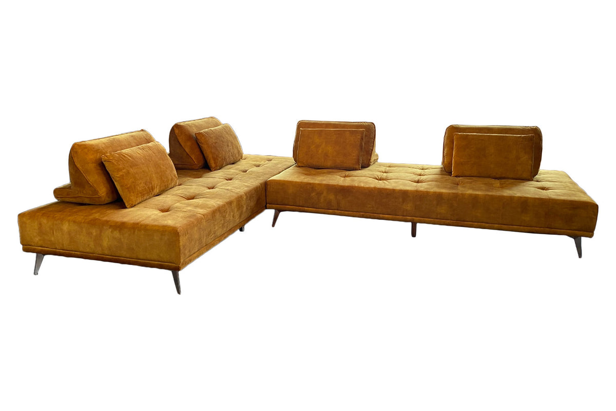 KAWOLA Sofa WIOLO Ecksofa velvet cognac