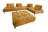 KAWOLA Sofa WIOLO Ecksofa velvet mit Hocker cognac