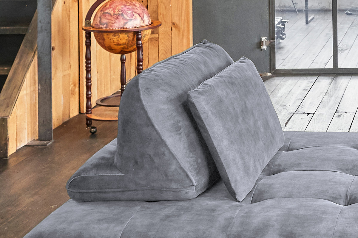 KAWOLA Sofa WIOLO Ecksofa velvet mit Hocker grau