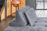 KAWOLA Sofa WIOLO Ecksofa velvet mit Hocker grau