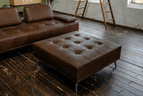 KAWOLA Sofa WIOLO Schlafsofa Daybed mit Hocker Leder dunkelbraun