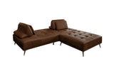 KAWOLA Sofa WIOLO Schlafsofa Daybed mit Hocker Leder dunkelbraun
