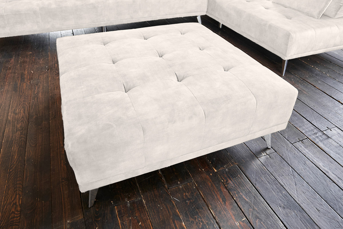 KAWOLA Sofa WIOLO Schlafsofa Daybed mit Hocker velvet cremeweiß