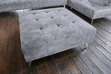 KAWOLA Sofa WIOLO Schlafsofa Daybed mit Hocker velvet grau