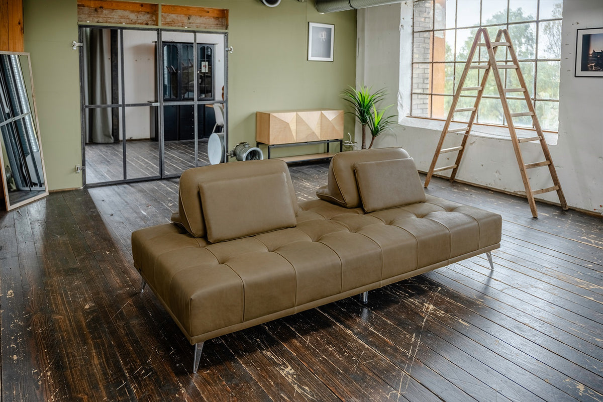KAWOLA Sofa WIOLO Schlafsofa Daybed Leder camel