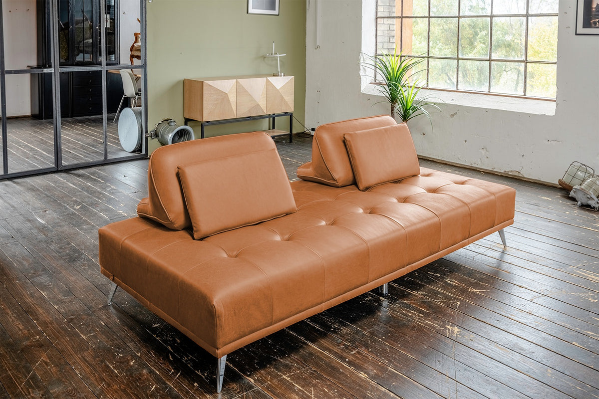 KAWOLA Sofa WIOLO Schlafsofa Daybed Leder cognac