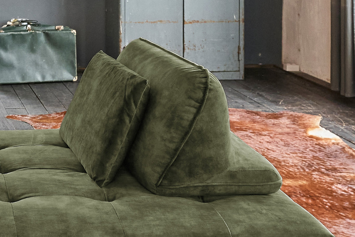 KAWOLA Sofa WIOLO Schlafsofa Daybed velvet moosgrün