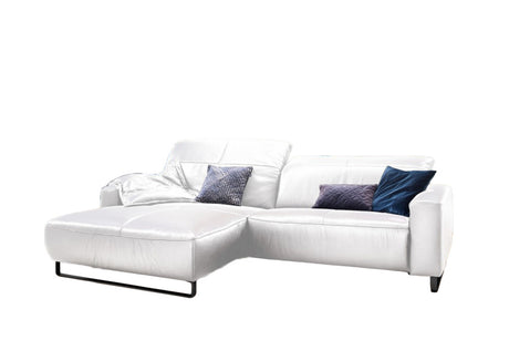 KAWOLA Sofa YORK Leder Recamiere white