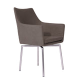 KAWOLA Stuhl Cali Sessel Microfaser Esszimmerstuhl taupe Füße Edelstahl