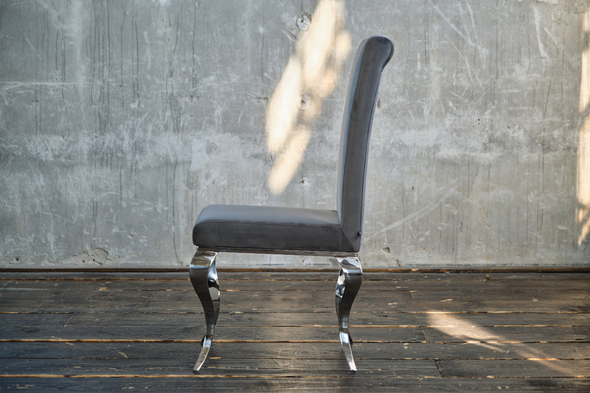 KAWOLA Stuhl LEIA Esszimmerstuhl Barock Velvet grau