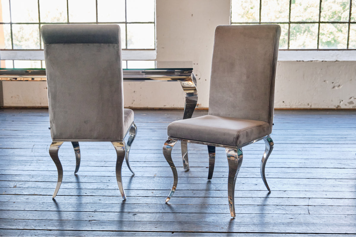 KAWOLA Stuhl LEIA Esszimmerstuhl Barock Velvet grau