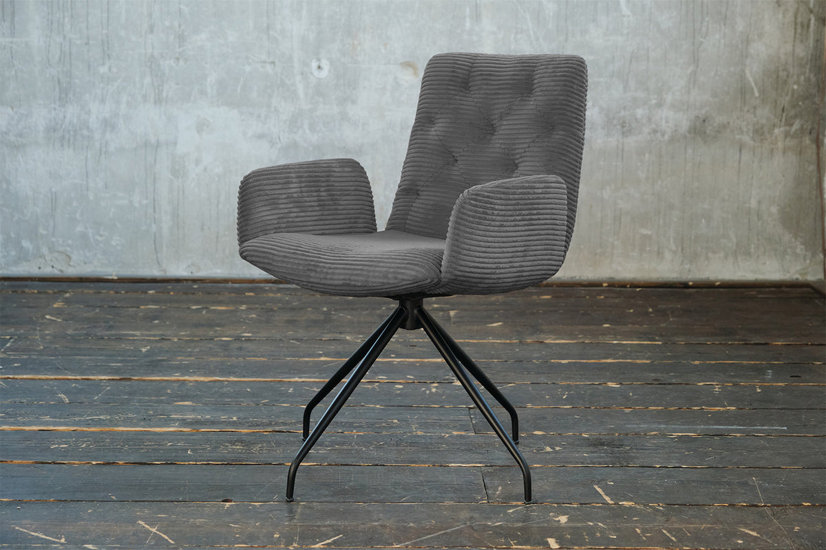 KAWOLA Stuhl NEW CHARME Drehstuhl Esszimmersessel Cord grau
