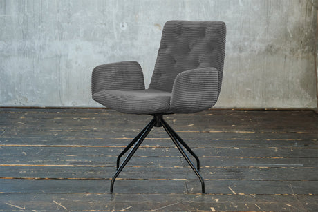 KAWOLA Stuhl NEW CHARME Drehstuhl Esszimmersessel Cord grau