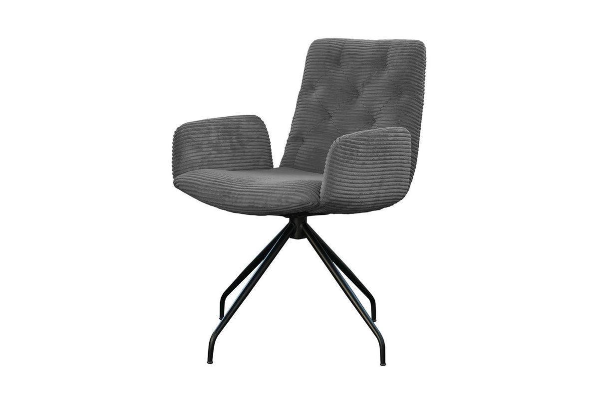 KAWOLA Stuhl NEW CHARME Drehstuhl Esszimmersessel Cord grau