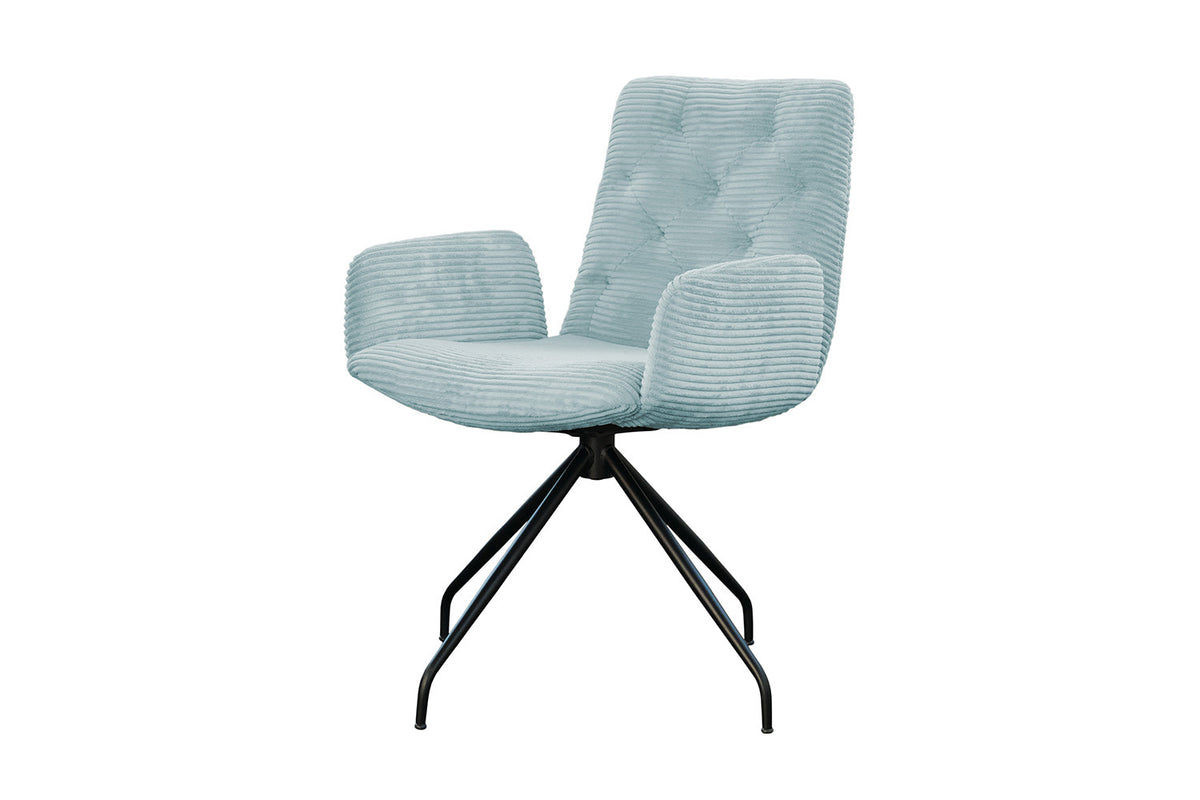 KAWOLA Stuhl NEW CHARME Drehstuhl Esszimmersessel Cord hellblau