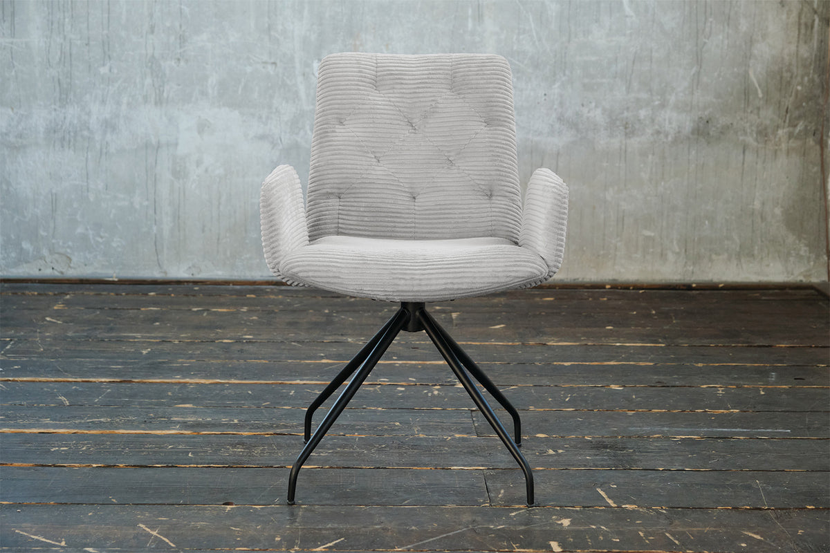 KAWOLA Stuhl NEW CHARME Drehstuhl Esszimmersessel Cord hellgrau