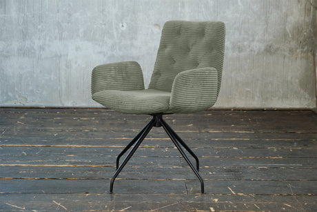 KAWOLA Stuhl NEW CHARME Drehstuhl Esszimmersessel Cord olivgrün